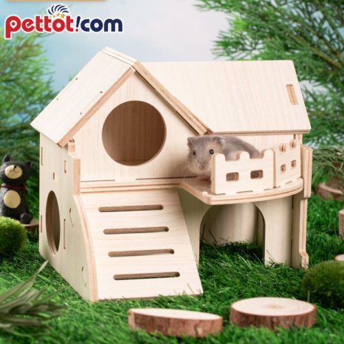 Nhà gỗ chuột hamster Đẹp 2 Tầng | Bền | An toàn cho bé 